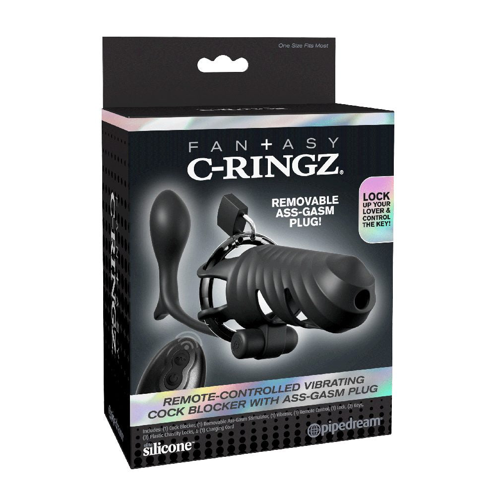 Pipedream Fantasy C-Ringz - Vibrating Chastity Cage with Ass-Gasm Plug