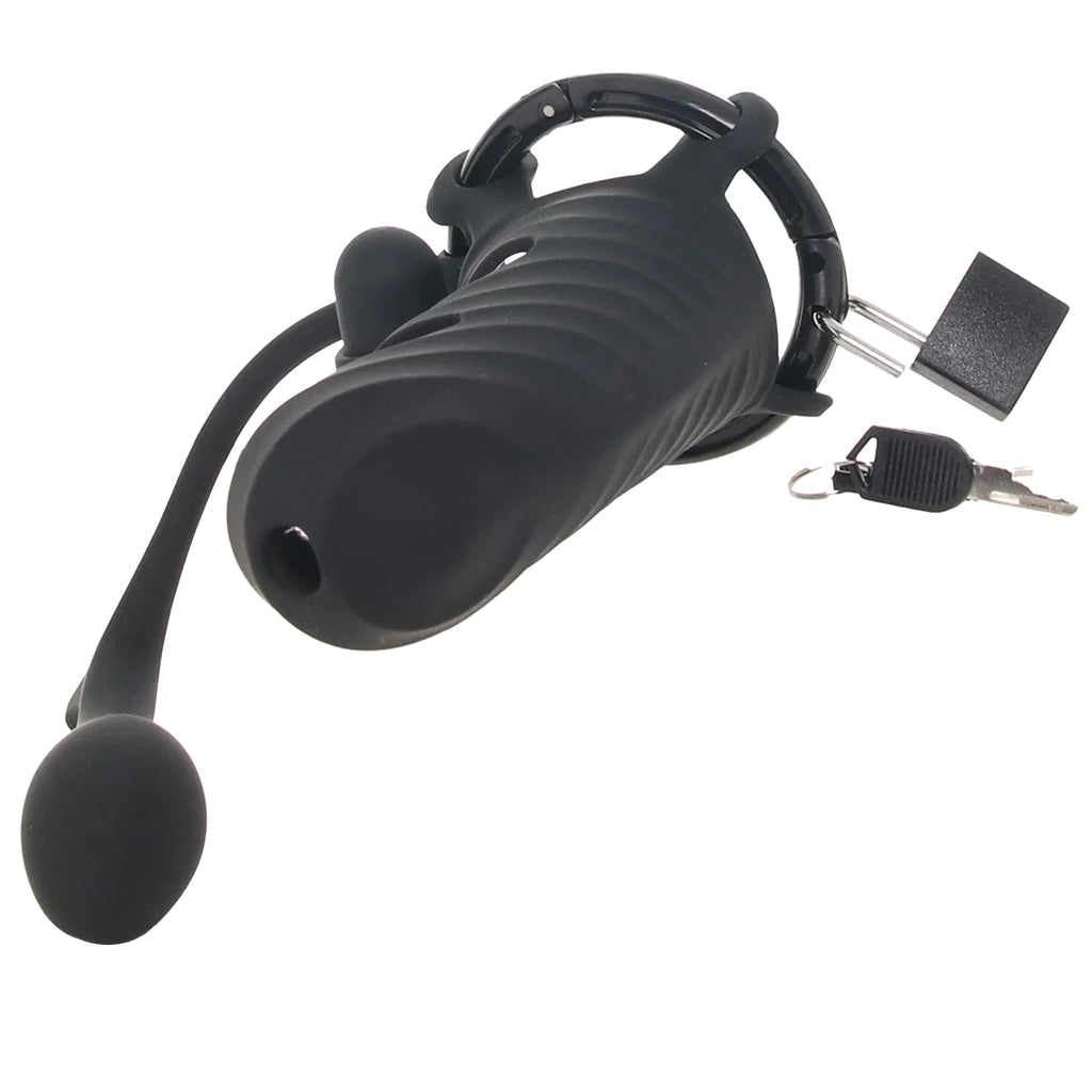 Pipedream Fantasy C-Ringz - Vibrating Chastity Cage with Ass-Gasm Plug