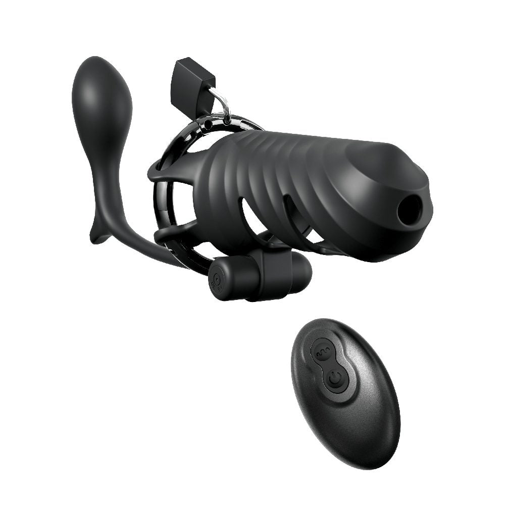 Pipedream Fantasy C-Ringz - Vibrating Chastity Cage with Ass-Gasm Plug