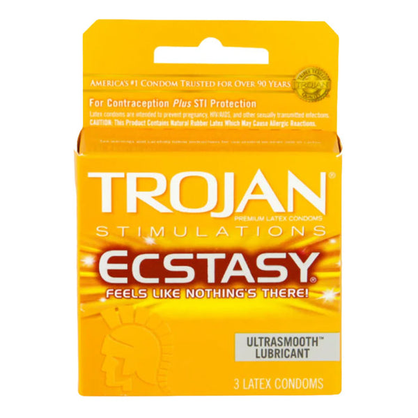 Trojan - Ultra Ribbed Ecstacy Condoms 3Pk